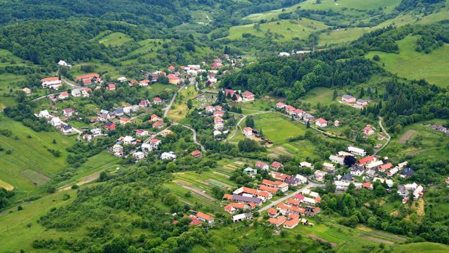 Obec Podhorie z vtáčej perspektívy Villa Žakýl ubytovanie, Podhorie, Banská Štiavnica
